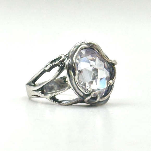 Paz Creations Sterling Silver & CZ Hand Crafted Ring Size 7 - Picture 3 of 10